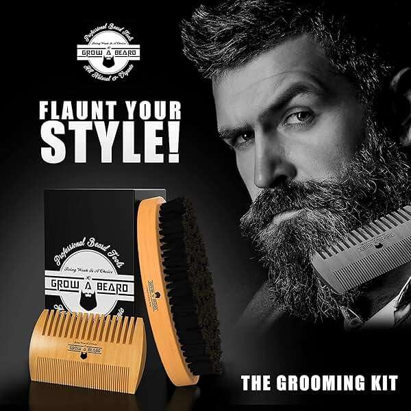 Beard Straightener Grooming Kit for Men, Beard Growth Kit, Wash, Brush & Comb, Unscented Growth Oil, All Natural Sandalwood Balm, Conditioner, Razor & Scissors, Great Gift Idea for Men's (Bamboo) - Image 5
