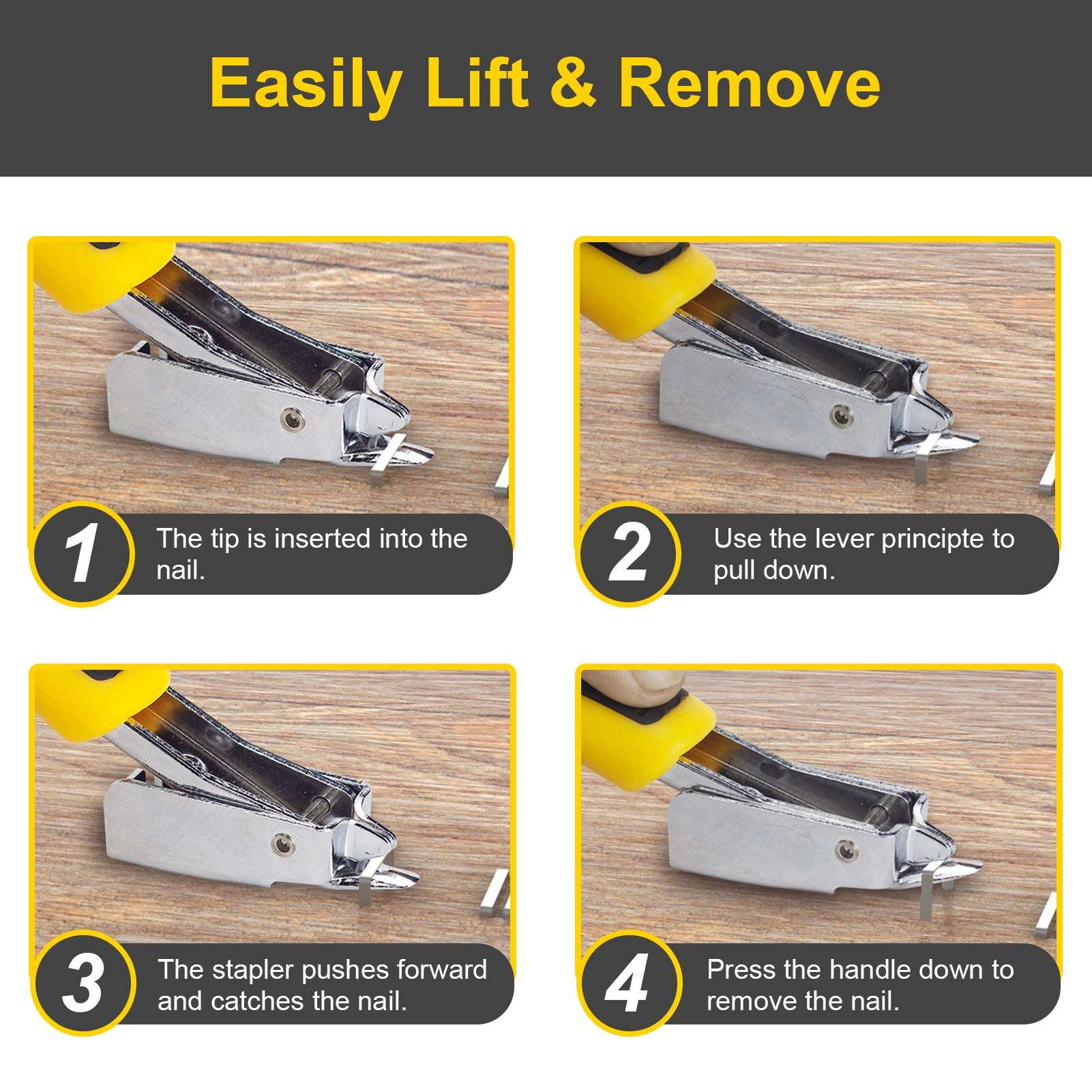 Staple Remover, Staple Puller Tool with Ergonomic Handle, Upholstery and Construction Heavy Duty Staple Removers for Removing All Kinds of Nails in Furniture, Floor, Wooden Box, Photo Frame, Carpet - Image 4