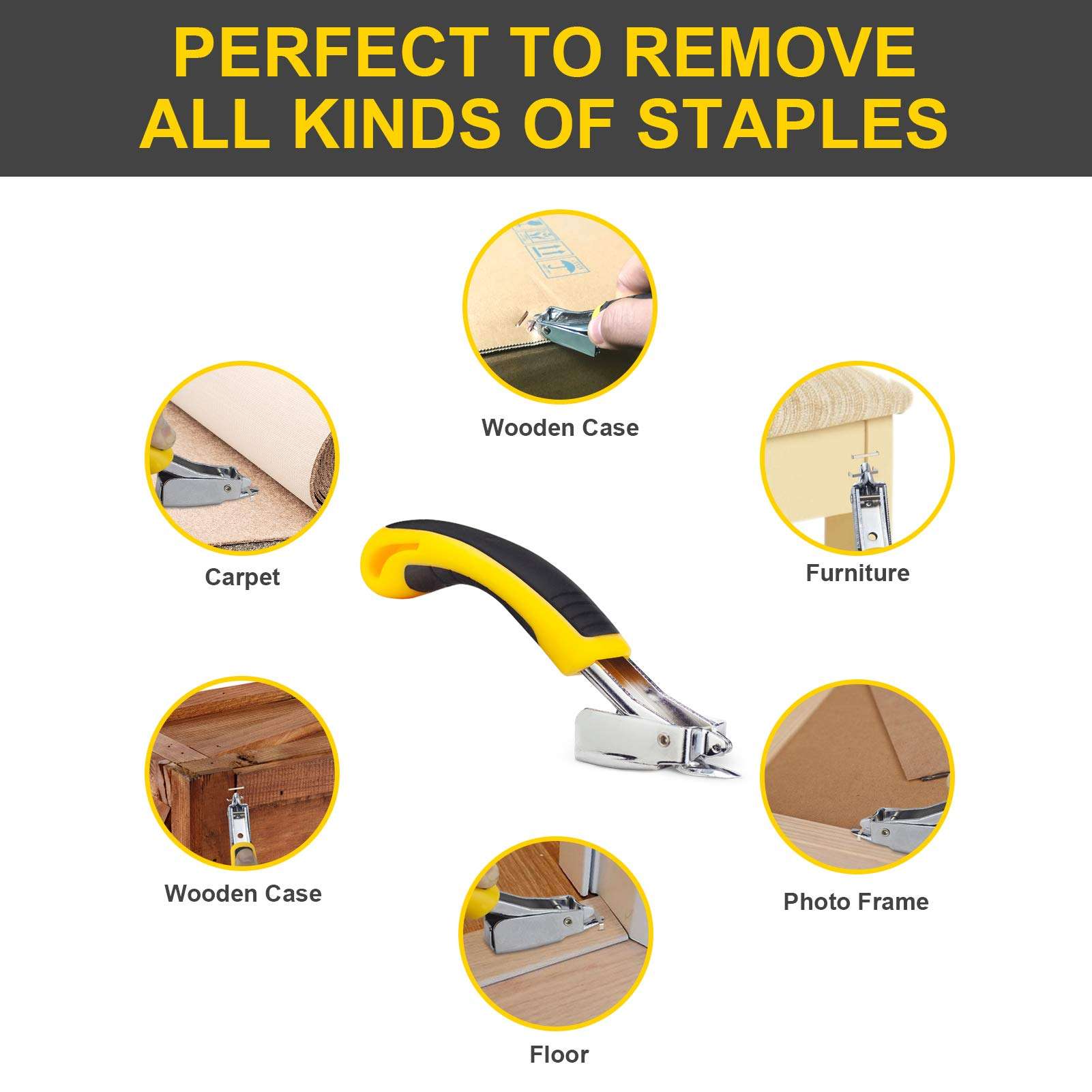Staple Remover, Staple Puller Tool with Ergonomic Handle, Upholstery and Construction Heavy Duty Staple Removers for Removing All Kinds of Nails in Furniture, Floor, Wooden Box, Photo Frame, Carpet - Image 7