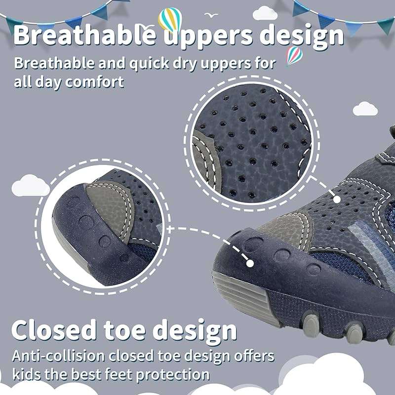 Apakowa Kids Boys Sandals Summer Outdoor Athletic Double Strap Closed-Toe Beach Sandals Sport (Toddler/Little Kid) - Image 5