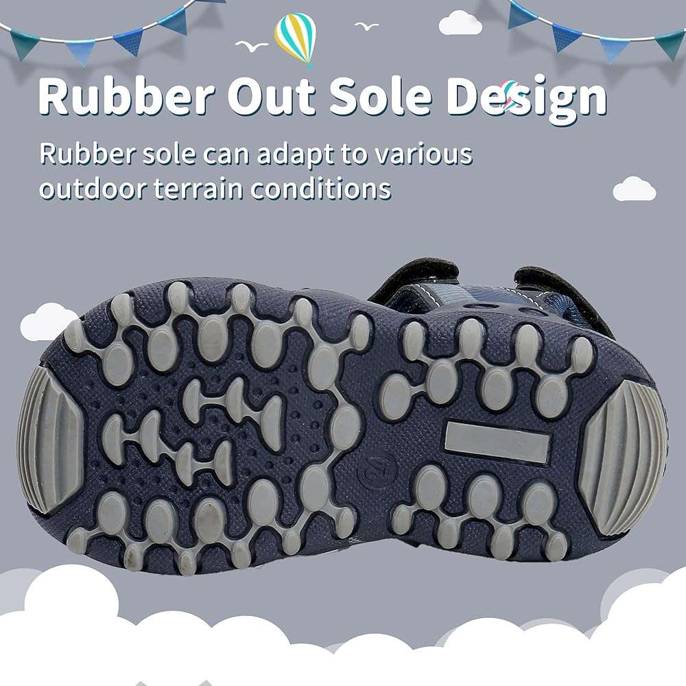 Apakowa Kids Boys Sandals Summer Outdoor Athletic Double Strap Closed-Toe Beach Sandals Sport (Toddler/Little Kid) - Image 6