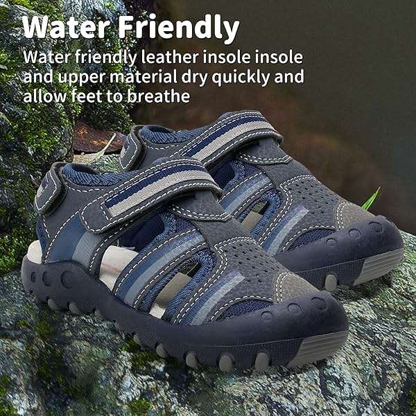 Apakowa Kids Boys Sandals Summer Outdoor Athletic Double Strap Closed-Toe Beach Sandals Sport (Toddler/Little Kid) - Image 7