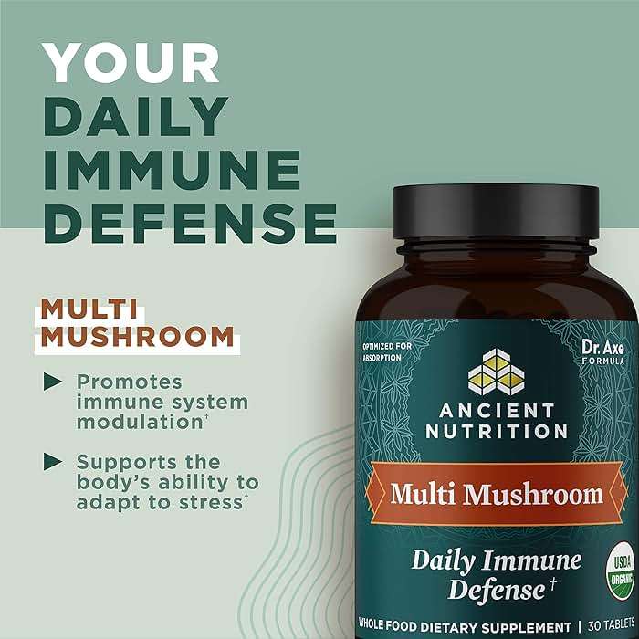 Ancient Nutrition Mushroom Supplement, Organic Multi Mushroom Immune Support Tablet, Supports Stress Response, Gluten Free, Paleo and Keto Friendly, 30 Count - Image 3