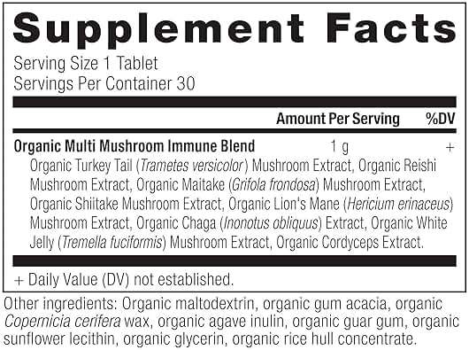 Ancient Nutrition Mushroom Supplement, Organic Multi Mushroom Immune Support Tablet, Supports Stress Response, Gluten Free, Paleo and Keto Friendly, 30 Count - Image 4