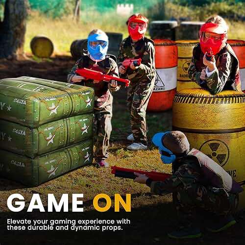 NINOSTAR Premium Package 4 Combat Battlefield Inflatables, Compatible with Nerf, Laser tag, Water Gun for Boys Birthday Party Activities and Decoration - Image 4