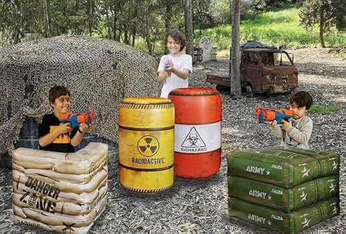 NINOSTAR Premium Package 4 Combat Battlefield Inflatables, Compatible with Nerf, Laser tag, Water Gun for Boys Birthday Party Activities and Decoration - Image 5