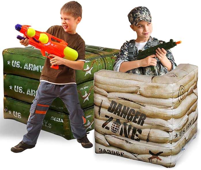 NINOSTAR Premium Package 4 Combat Battlefield Inflatables, Compatible with Nerf, Laser tag, Water Gun for Boys Birthday Party Activities and Decoration - Image 8