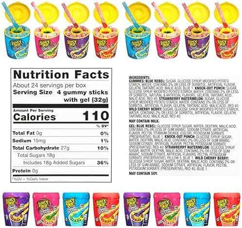 Juicy Drop Gummy Dip 'N Stix - 8 Ct Sweet Gummy Candy & Sour Candy Variety Pack - Assorted Bulk Candy Sticks for Kids Party Favors, Goodie Bag Stuffers & Sweet Treats For Kids - Image 2