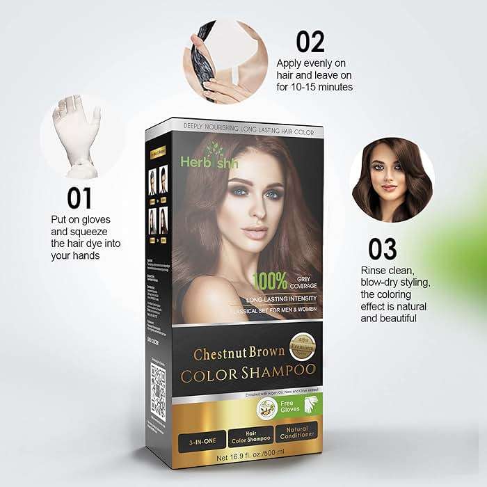 Herbishh Color Shampoo for Gray Hair Coverage (Chestnut Brown) –Hair Dye 3-in-1 Shampoo- Colors in Minutes – Lasts Up To 2-3 Weeks – 500 mL – Ideal for Men & Women - Image 4
