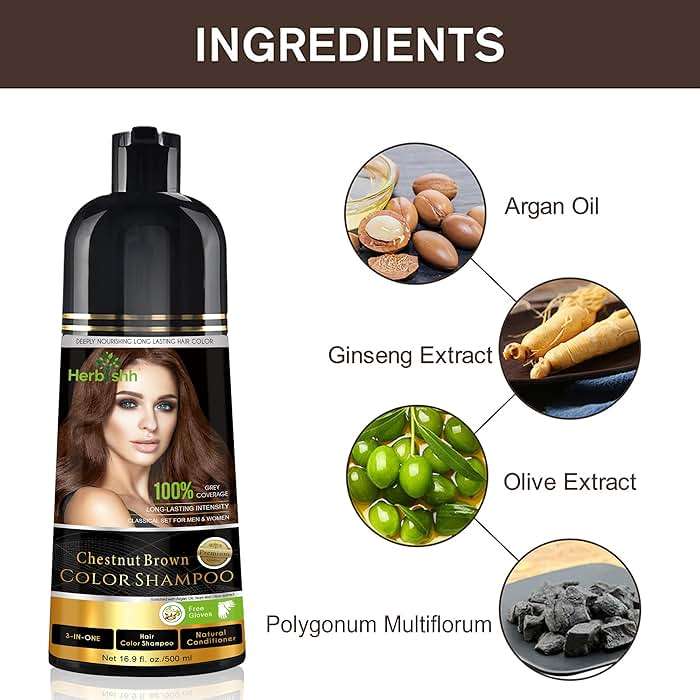 Herbishh Color Shampoo for Gray Hair Coverage (Chestnut Brown) –Hair Dye 3-in-1 Shampoo- Colors in Minutes – Lasts Up To 2-3 Weeks – 500 mL – Ideal for Men & Women - Image 6