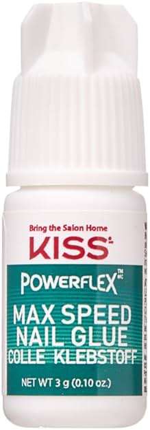 Kiss PowerFlex Maximum Speed Nail Glue - Fast Drying Adhesive for Glue-On Nails & Repairs with Nozzle Tip Applicator, Ideal for Tips & Wraps, Net Wt. 0.10 oz (3g) - Image 1
