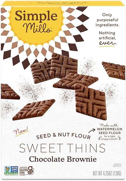 Simple Mills Chocolate Brownie Seed & Nut Flour Sweet Thins, Paleo Friendly & Delicious Sweet Thin Cookies, Good for Snacks, Nutrient Dense, 4.25 oz, Pack of 1 - Image 1