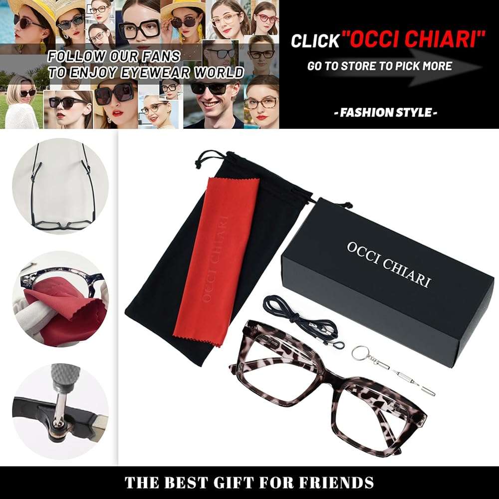 OCCI CHIARI Large Reading Glasses Women 1.0 Square Reader Oversized Frame(1.0 1.25 1.5 1.75 2.0 2.25 2.5 2.75 3.0 3.5 4.0) - Image 6