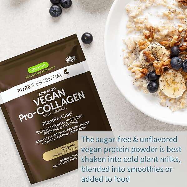 Igennus Vegan Collagen Peptide Powder, Enhanced with Glycine, Proline & Hydroxyproline & Cofactor Vitamin C, Non GMO, Complete Vegetarian Plant Based Collagen Powder Booster, 35 Servings - Image 5