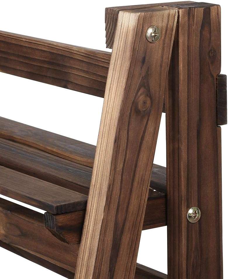 Yaheetech Foldable Ladder Shelves, Decorative Wall-Leaning Home Office Storage Rack Shelves, Display Shelving for Livingroom Bedroom Balcony, Fir Wood Brown, Simple Assembly 4 Tier - Image 7