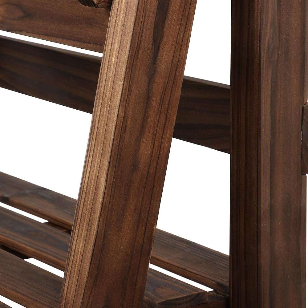 Yaheetech Foldable Ladder Shelves, Decorative Wall-Leaning Home Office Storage Rack Shelves, Display Shelving for Livingroom Bedroom Balcony, Fir Wood Brown, Simple Assembly 4 Tier - Image 8
