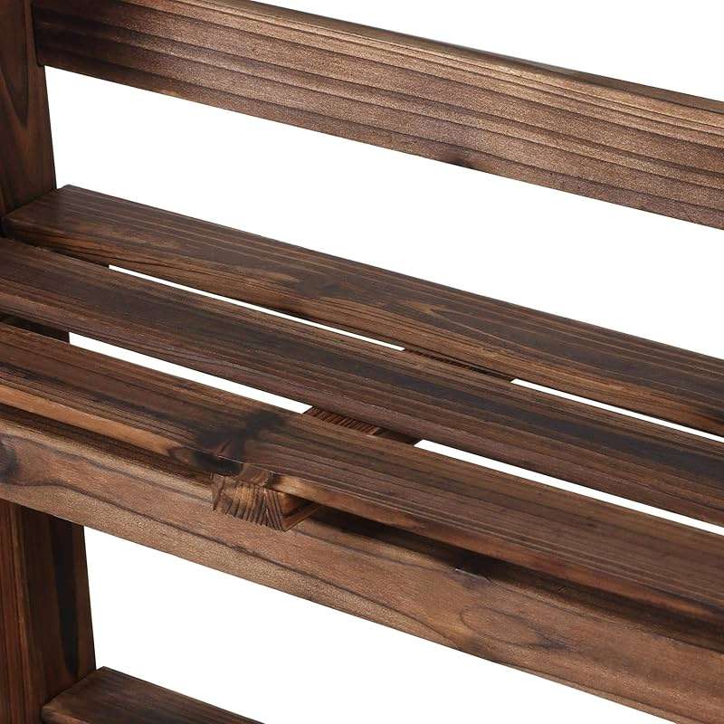 Yaheetech Foldable Ladder Shelves, Decorative Wall-Leaning Home Office Storage Rack Shelves, Display Shelving for Livingroom Bedroom Balcony, Fir Wood Brown, Simple Assembly 4 Tier - Image 10