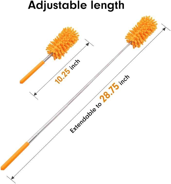Microfiber Duster for Cleaning, Tukuos Hand Washable Dusters with 2pcs Replaceable Microfiber Head, Extendable Pole, Detachable Cleaning Supplies for Office, Car, Window, Furniture, Ceiling Fan - Image 5