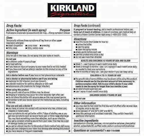 Kirkland Signature Aller-Flo Fluticasone Propionate (Glucorticoid) 5 Bottles x 120 Metered Sprays 0.54 Fl OZ per Bottle (15.8 mL x 5) 2.70 OZ Total (79 mL Total) 600 Total Sprays Total, 1-Pack - Image 2