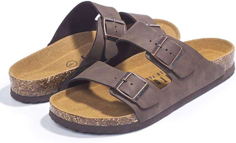 FITORY Mens Sandals, Arch Support Slides with Adjustable Buckle Straps and Cork Footbed Size 7-14.5 - Image 6