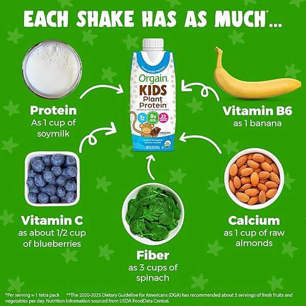 Orgain Organic Kids Nutritional Vegan Protein Shakes, Chocolate - Healthy Kids Snacks, 8g Plant Protein, 23 Vitamins & Minerals, 3g Fiber, No Dairy & Soy, Non-GMO, 8 Fl Oz, 12 Pack, Packaging May Vary - Image 4