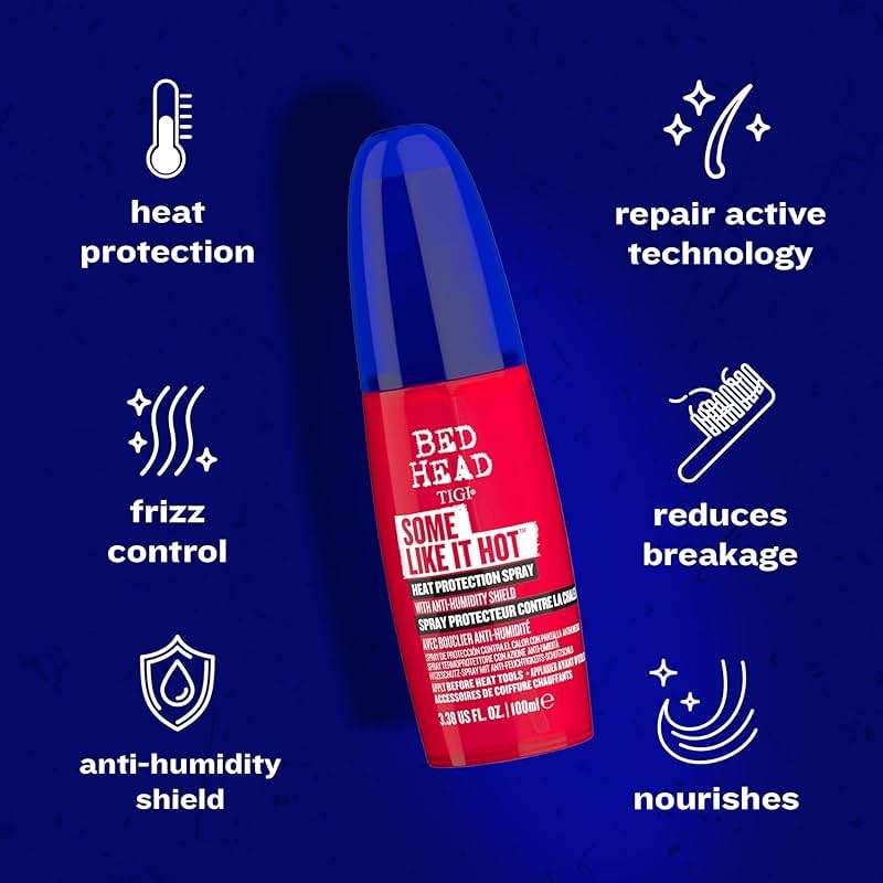 TIGI Bed Head Some Like It Hot Heat Styling and Protection Spray with Anti-Humidity Shield, Tames Frizz and Reduces Breakage, 3.38 fl oz - Image 4