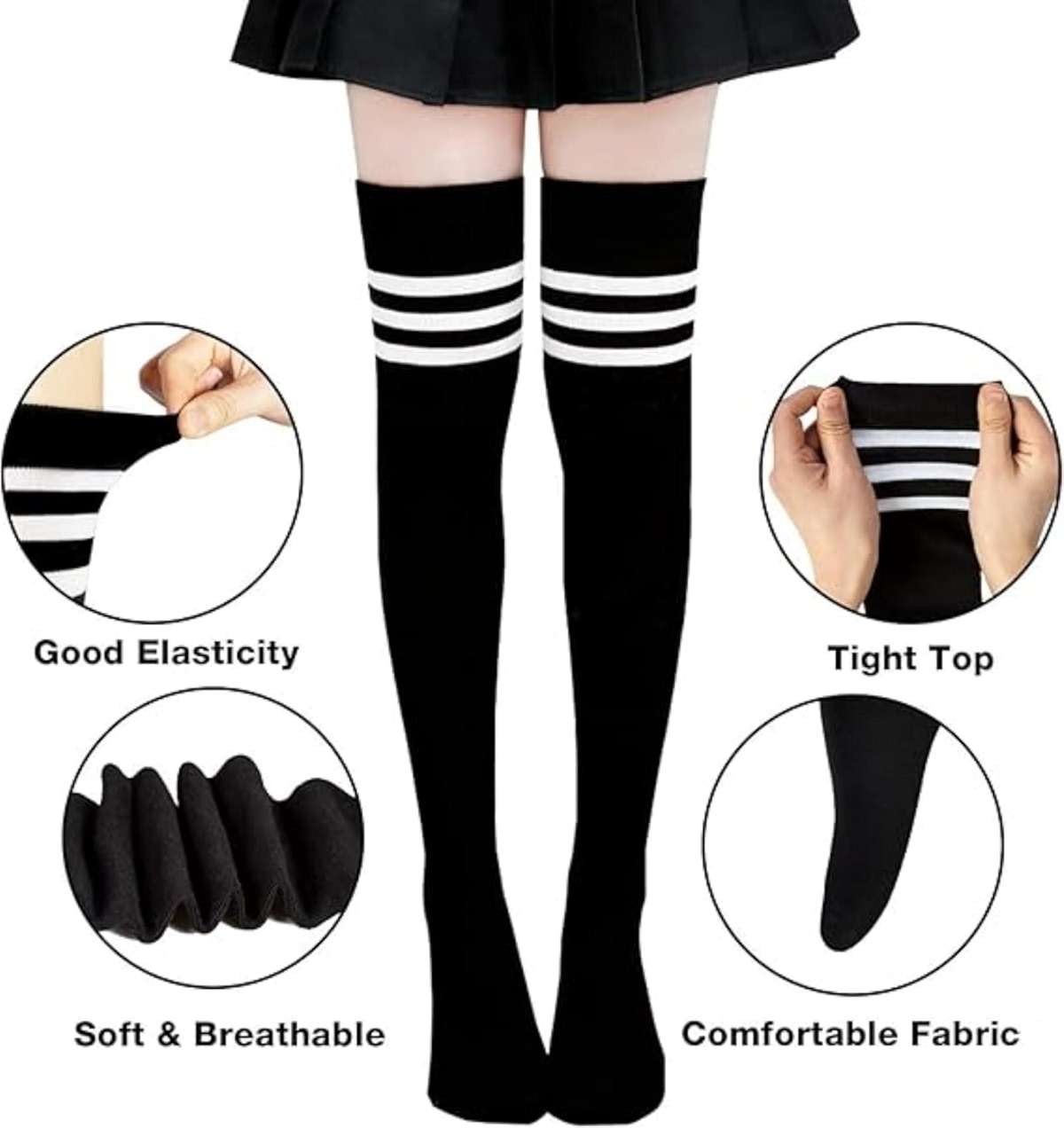Chalier Thigh High Socks for Women Casual Thigh Socks Soft Comfort Womens Stockings for Holidays - Image 9