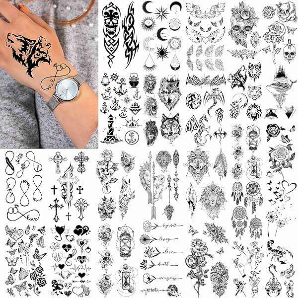 FANRUI 52 Sheets Creative Black Tiny Crown Infinity Triangle Fake Tattoos For Men Women Realistic Stars Letters Tattoos For Kids Temporary Waterproof Arm Hand Face Finger Neck Tatoo Stickers - Image 6