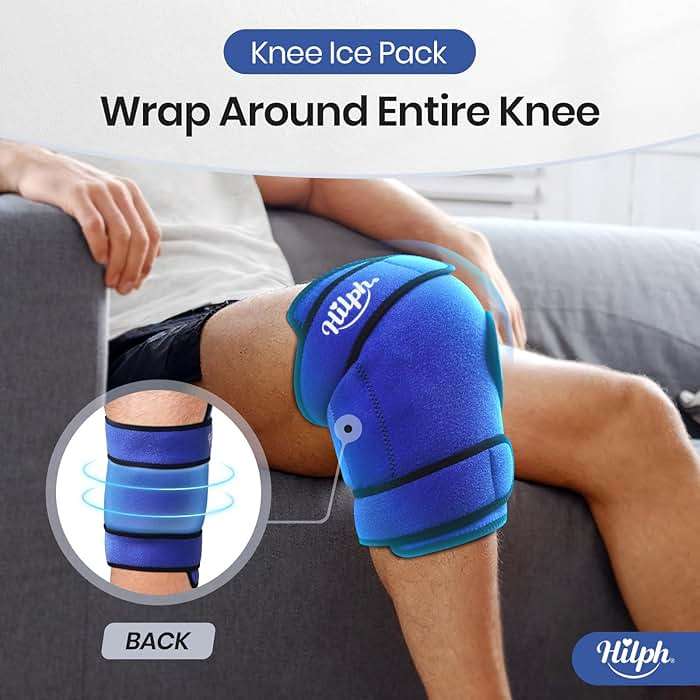 Hilph Knee Ice Pack Wrap, Reusable Adjustable Brace with 2 Gel Hot Cold Packs Around Entire Knee for Pain Relief, Replacement Surgery & Meniscus Tear, ACL, Arthritis, Swelling, Blue - Image 2