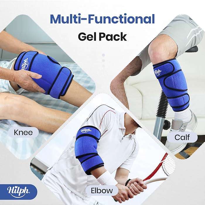 Hilph Knee Ice Pack Wrap, Reusable Adjustable Brace with 2 Gel Hot Cold Packs Around Entire Knee for Pain Relief, Replacement Surgery & Meniscus Tear, ACL, Arthritis, Swelling, Blue - Image 5