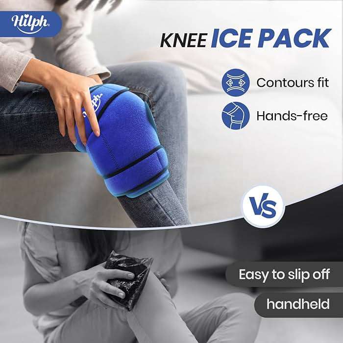 Hilph Knee Ice Pack Wrap, Reusable Adjustable Brace with 2 Gel Hot Cold Packs Around Entire Knee for Pain Relief, Replacement Surgery & Meniscus Tear, ACL, Arthritis, Swelling, Blue - Image 6