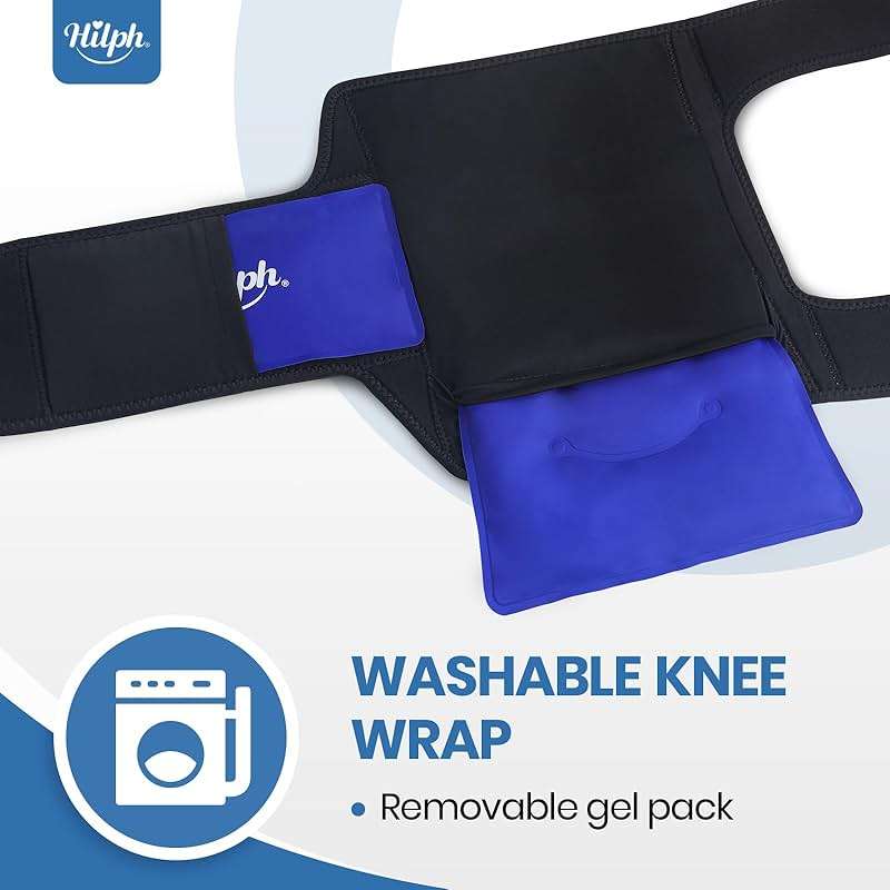 Hilph Knee Ice Pack Wrap, Reusable Adjustable Brace with 2 Gel Hot Cold Packs Around Entire Knee for Pain Relief, Replacement Surgery & Meniscus Tear, ACL, Arthritis, Swelling, Blue - Image 8