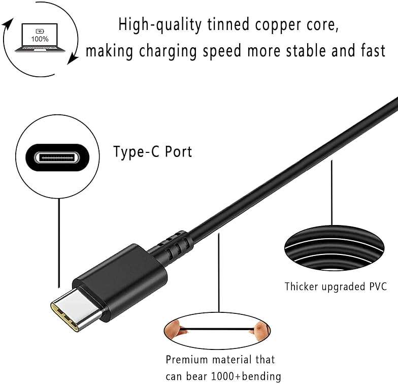 Dzytnsy 65W USB C Laptop Charger Compatible with Lenovo Thinkpad X1 X13 T14 T15 T480s T580s T490/Yoga/Thinkbook/Chromebook/IdeaPad Series,Replacement for Lenovo Laptop Charger - Image 5