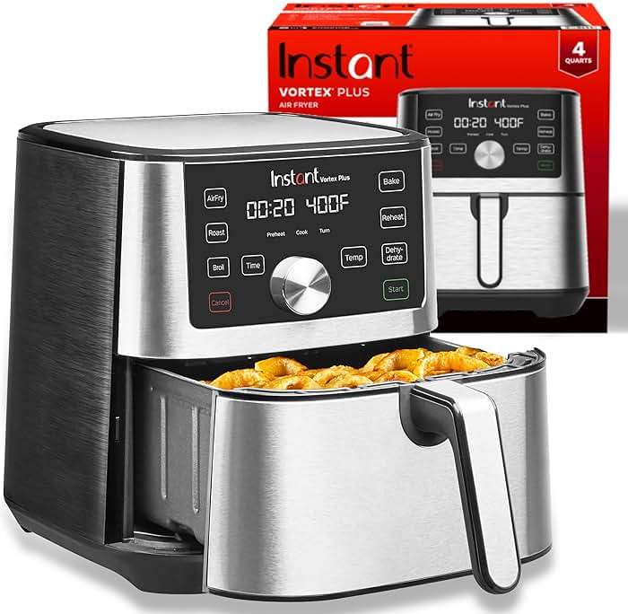 Instant Pot 4QT Vortex Plus 6-in-1 Mini Air Fryer, Custom Program Options, Crisps, Broils, Roasts, Dehydrates, Bakes, Reheats, 100+ In-App Recipes, Stainless Steel,4 Quarts - Image 1