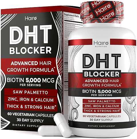 DHT Blocker Hair Growth Supplement - High Potency Biotin & Saw Palmetto for Hair Regrowth - Natural Hair Loss Treatments for Women & Men - Helps Stimulate Hair Follicle Growth - Image 1