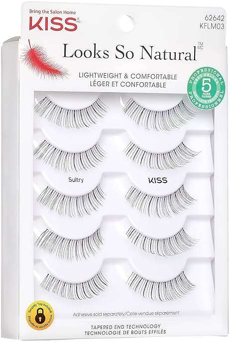 Kiss Looks So Natural, False Eyelashes, 'Sultry', 12 mm, Includes 5 Pairs Of Lashes, Contact Lens Friendly, Easy to Apply, Reusable Strip Lashes, Glue-On - Image 6