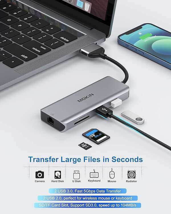 MacBook Pro Docking Station Dual Monitor MacBook Pro HDMI Adapter,9 in 1 USB C Adapters for MacBook Pro Air Mac HDMI Dock Dongle Dual USB C to Dual HDMI Ethernet 3USB SD/TF100W PD - Image 8