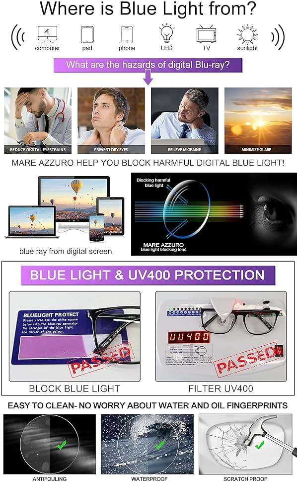 MARE AZZURO Large Bifocal Reading Glasses Men Blue Light Blocking Readers Square Reader 0 1.0 1.5 2.0 2.5 3.0 3.5 (Black, 2.50) - Image 3