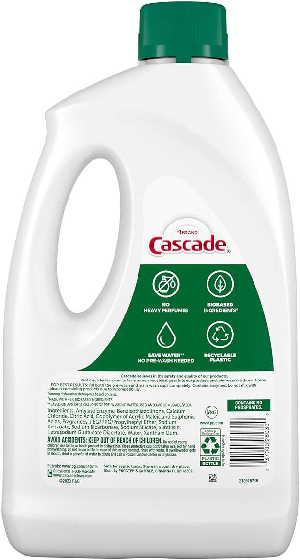 Cascade Free & Clear Dishwasher Detergent Liquid Gel, Dish Detergent, Dishwasher Soap, Lemon, 75oz - Image 6