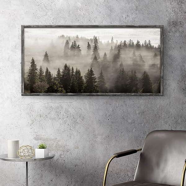 Foggy Forest Wooden Wall Art: Landscape Mountain Artwork Prints with Wooden Framed for Living Room (40”W x 20”H, Multi-Sized) - Image 4