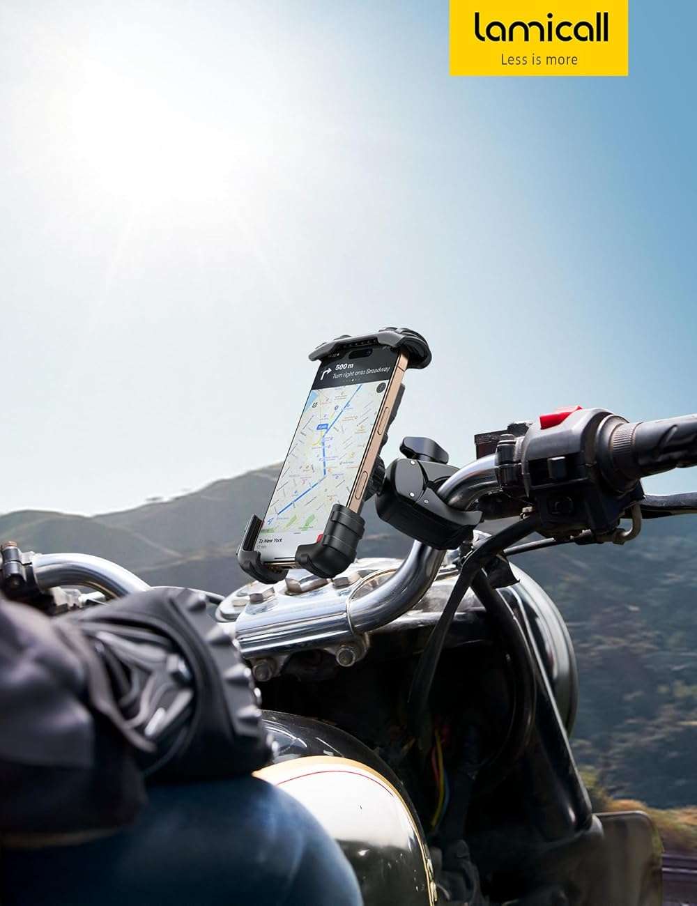 Lamicall Bike Phone Holder Mount - [Lockable & Rotating] Motorcycle Handlebar Phone Mount Clamp, Gifts, E-Bike, ATV Scooter Phone Clip for iPhone Air 17 16 15 14 Pro Max Plus, S20, 4.7-6.8" Cellphone - Image 7