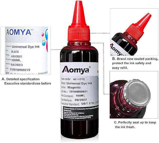 Aomya Universal Dye Ink Refill Kit for HP Canon EPN Brother Lexmark Refill kit Compatible Cartridges Refillable Cartridge CISS CIS System 4 Color Set (3BK, C, M, Y) - Image 3