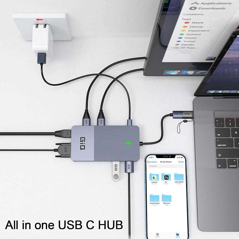 USB Docking Station GIQ USB C HUB USB 3.0 to Dual HDMI VGA Adapter Triple Display USB C Laptop Docking Station Dual Monitor HDMI Splitter Extender Compatible with MacBook M1 M2 M3 M4 M5 USB Dock - Image 3