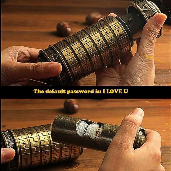 Cryptex Da Vinci Code Mini Cryptex Lock Puzzle Boxes with Hidden Compartments Anniversary Valentine's Day Romantic Birthday Gifts for Her Gifts for Girlfriend Box for Men - Image 3
