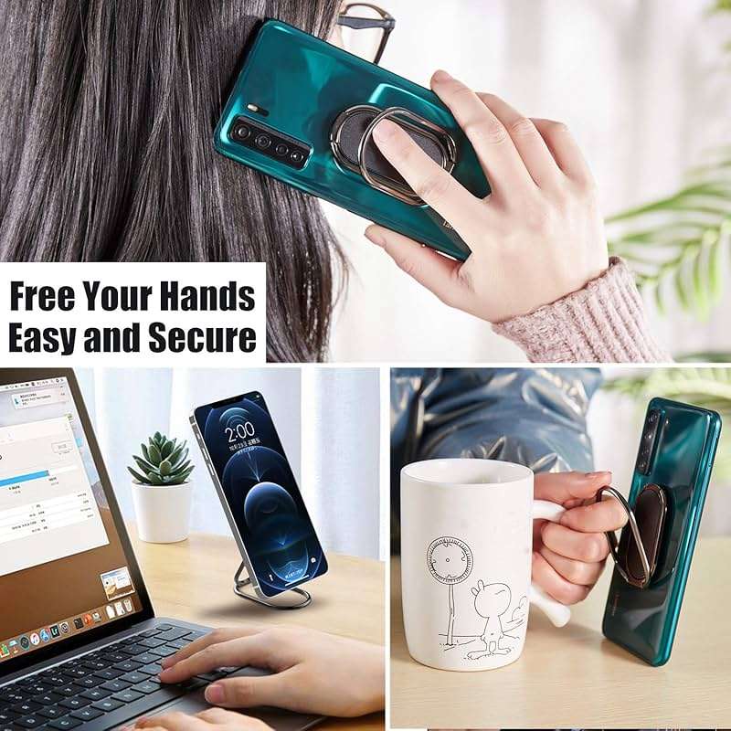 Rimyam Phone Ring Holder Finger Kickstand Foldable Cellphone Stand 360° Rotation Metal Ring Grip Holder for Magnetic Car Mount Compatible with iPhone Samsung All Smartphone - Image 2