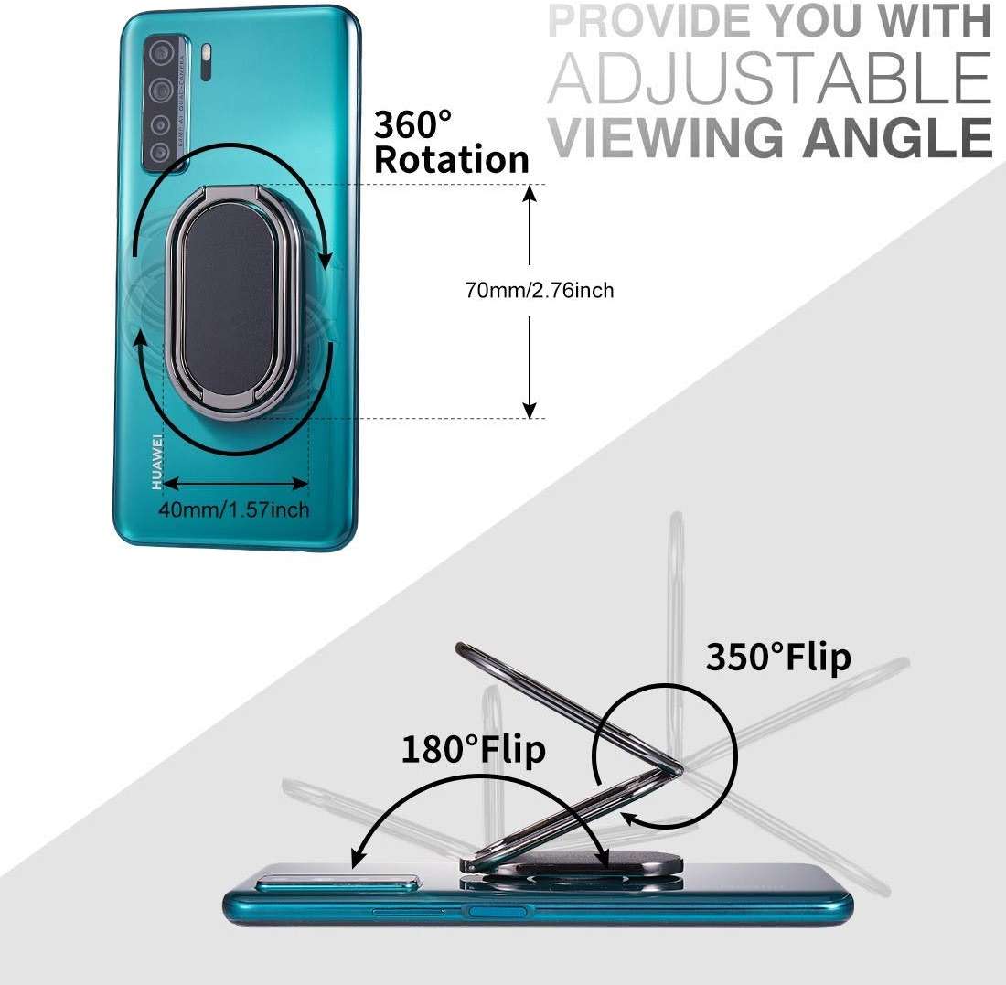 Rimyam Phone Ring Holder Finger Kickstand Foldable Cellphone Stand 360° Rotation Metal Ring Grip Holder for Magnetic Car Mount Compatible with iPhone Samsung All Smartphone - Image 3