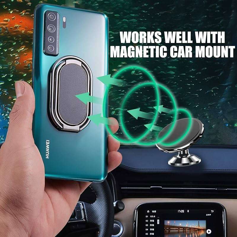 Rimyam Phone Ring Holder Finger Kickstand Foldable Cellphone Stand 360° Rotation Metal Ring Grip Holder for Magnetic Car Mount Compatible with iPhone Samsung All Smartphone - Image 4