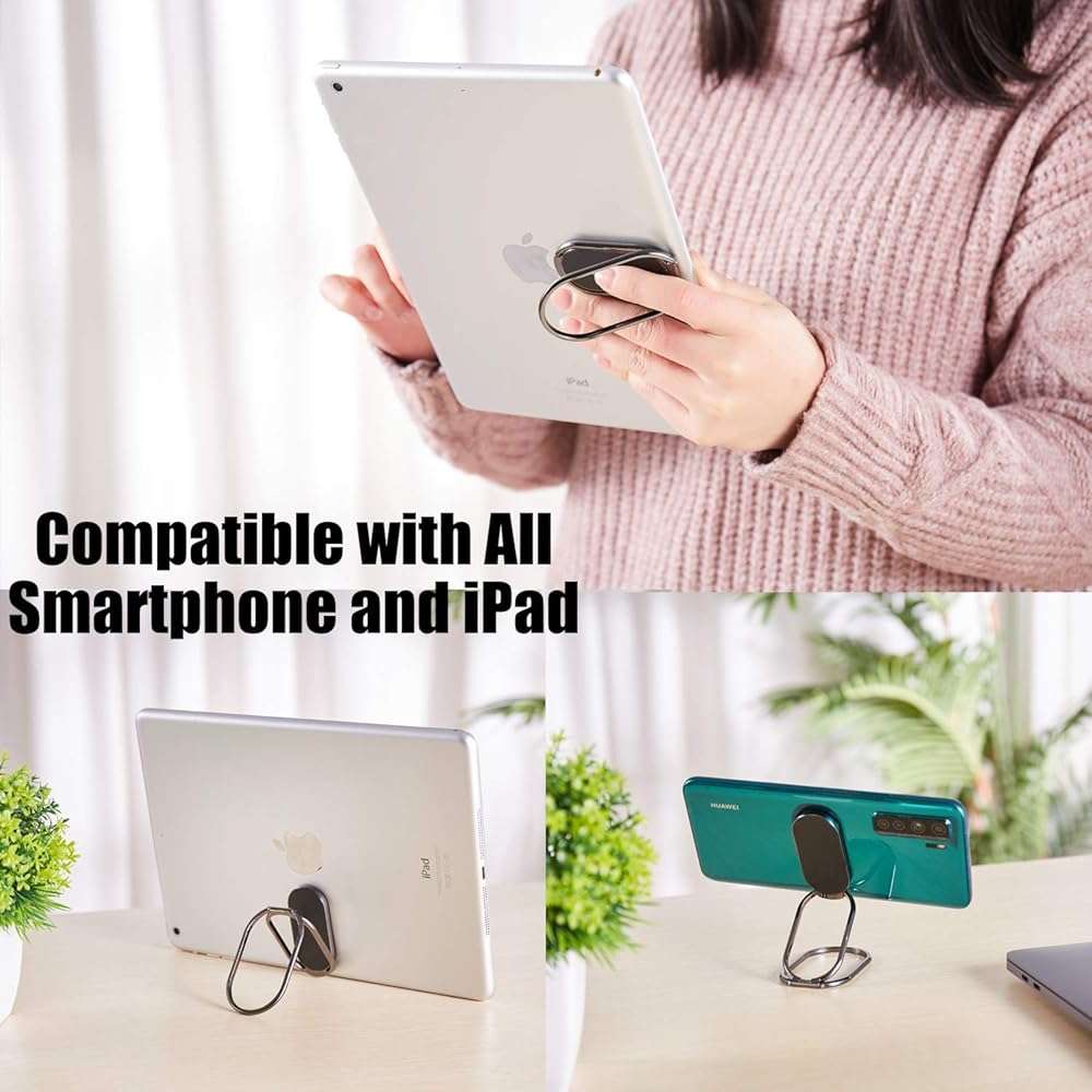 Rimyam Phone Ring Holder Finger Kickstand Foldable Cellphone Stand 360° Rotation Metal Ring Grip Holder for Magnetic Car Mount Compatible with iPhone Samsung All Smartphone - Image 5