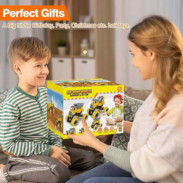 LUDILO Toys for 3 4 5 Year Old Boy Birthday Gift: 4PCS Take Apart Construction Truck Excavator Toy with Electric Drill, Kids Building Stem Learning Toy Gifts for 3 4 5 6 Year Old Boys Toys Age 4-6 3-5 - Image 2