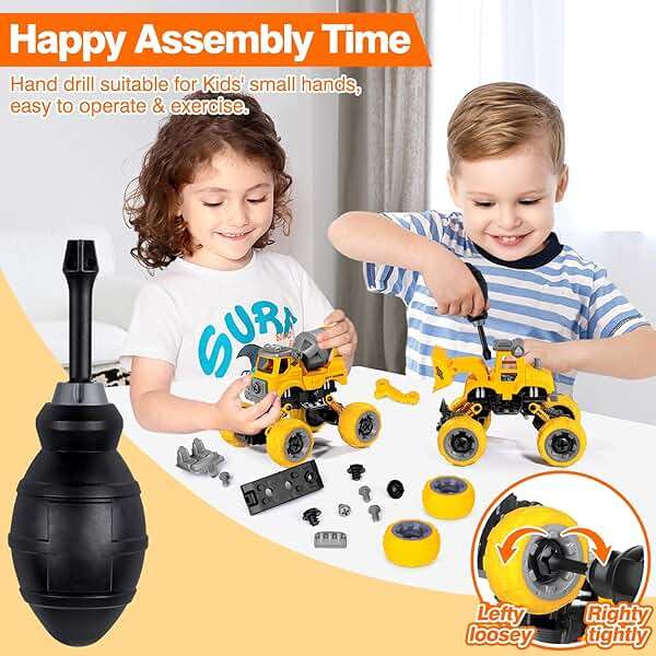 LUDILO Toys for 3 4 5 Year Old Boy Birthday Gift: 4PCS Take Apart Construction Truck Excavator Toy with Electric Drill, Kids Building Stem Learning Toy Gifts for 3 4 5 6 Year Old Boys Toys Age 4-6 3-5 - Image 5